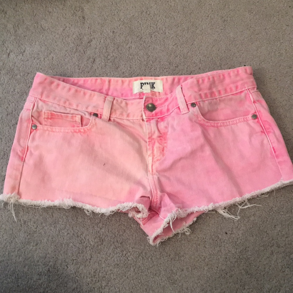 Pink denim shorts